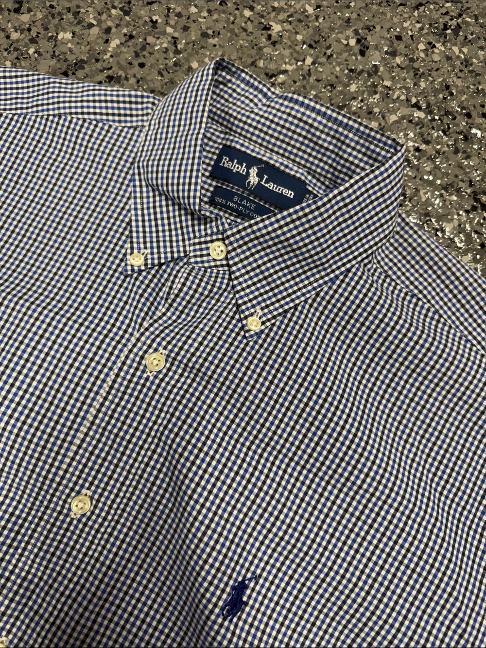Ralph Lauren Blue and White Gingham Button-Down Shirt - Medium